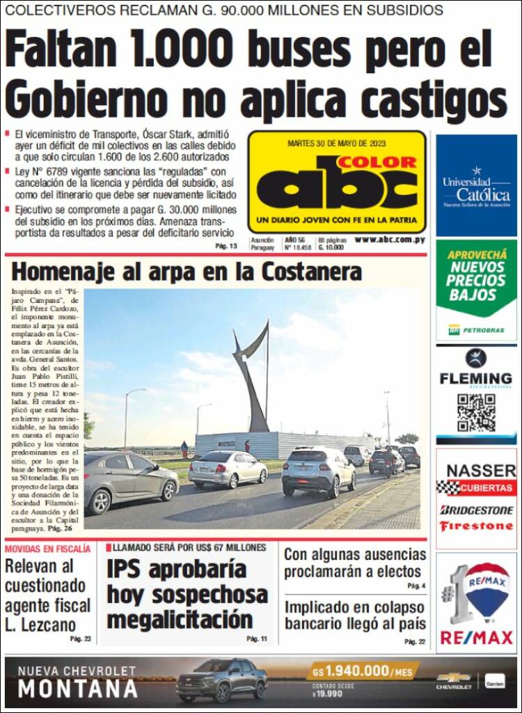 Portada de ABC Color (Paraguay)