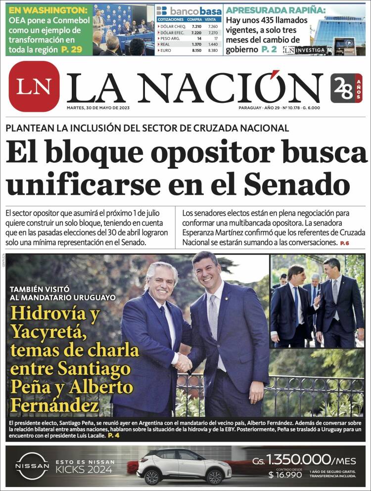 Portada de La Nación (Paraguay)