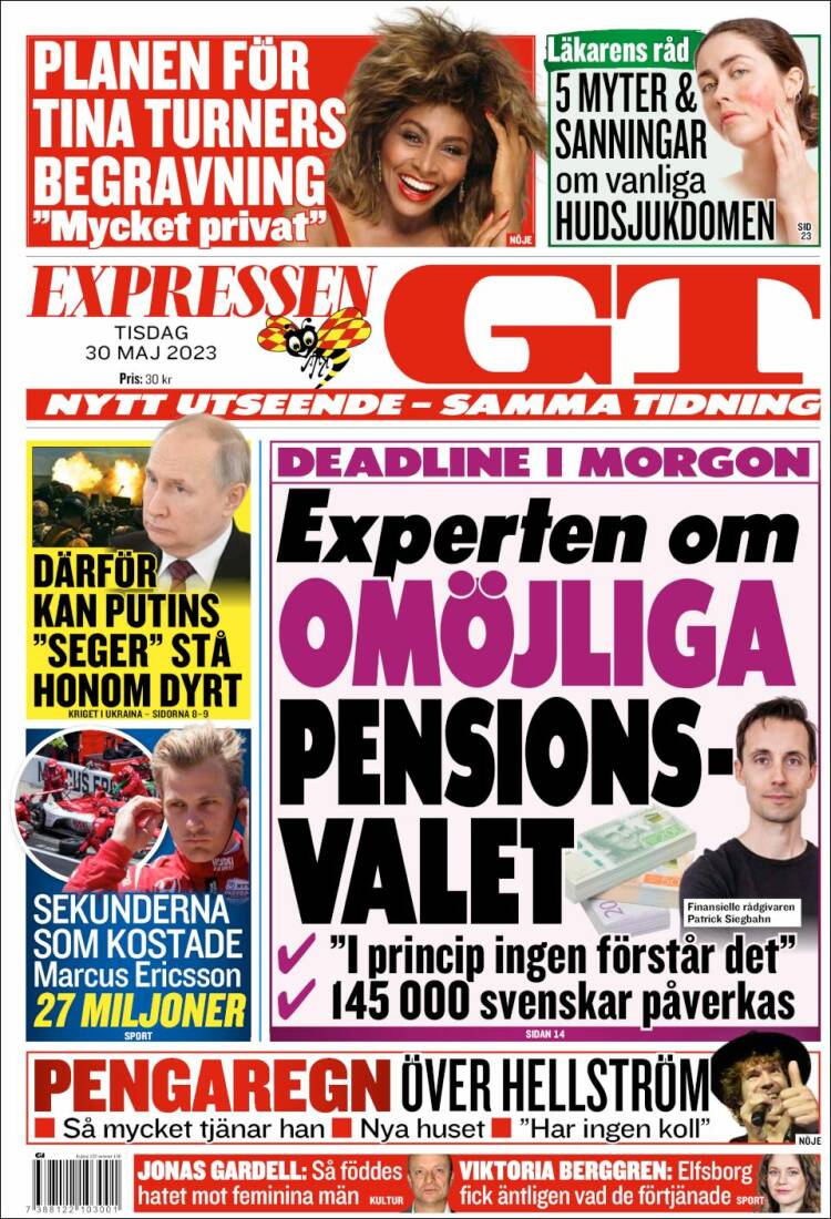 Portada de Göteborgstidningen (Suecia)