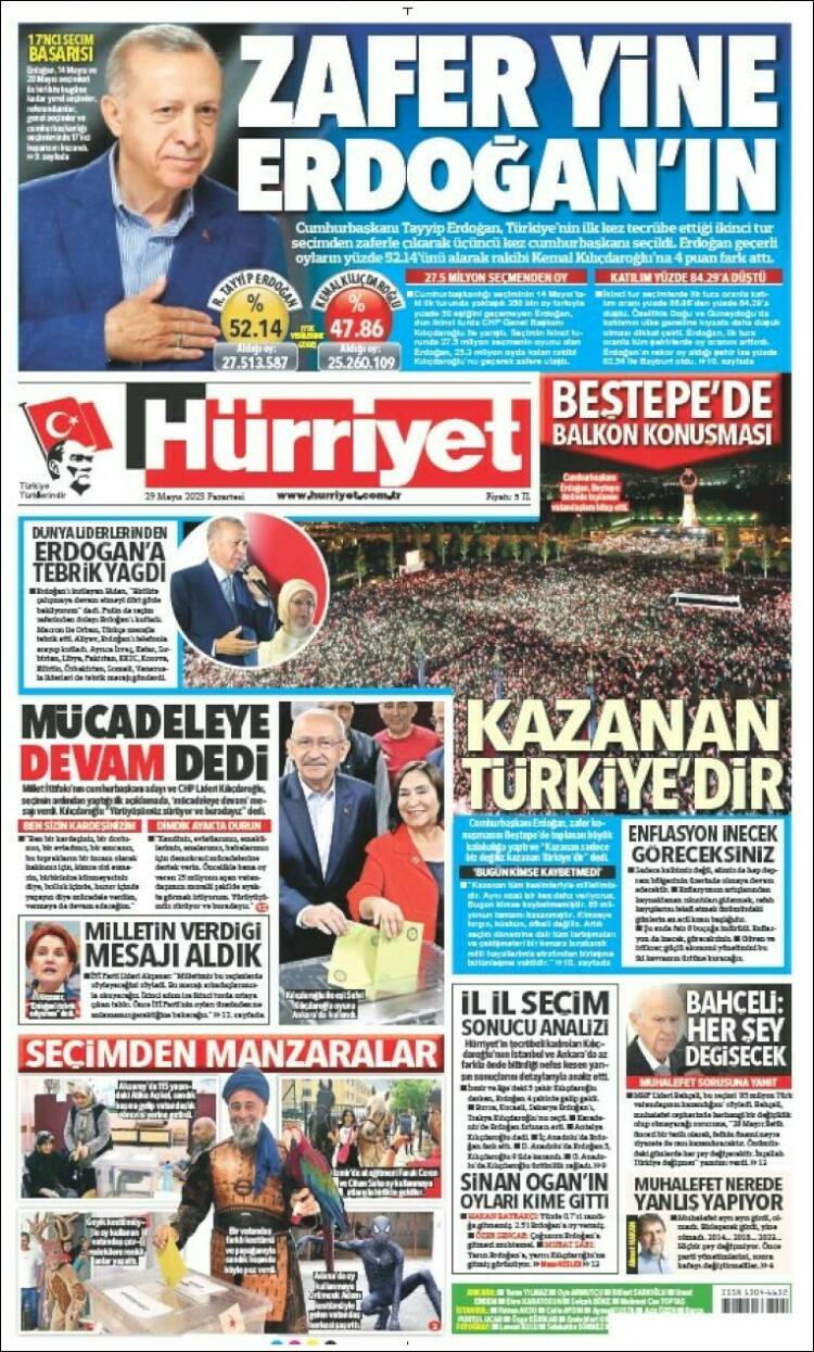 Portada de Hürriyet (Turquía)