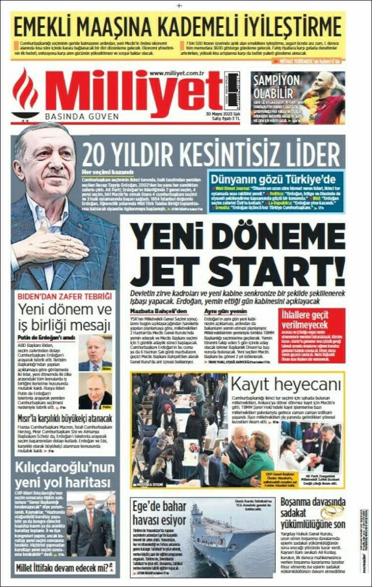 Portada de Milliyet (Turquía)