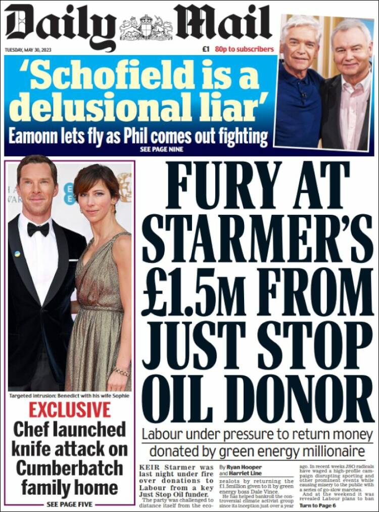 Portada de Daily Mail (Reino Unido)