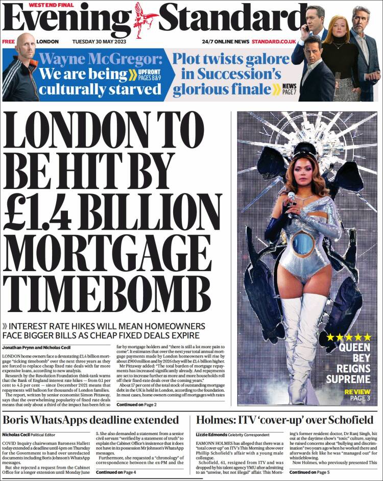 Portada de Evening Standard (Reino Unido)