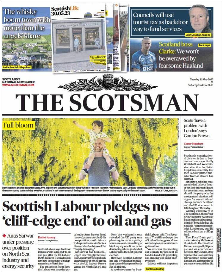 Portada de The Scotsman (Reino Unido)