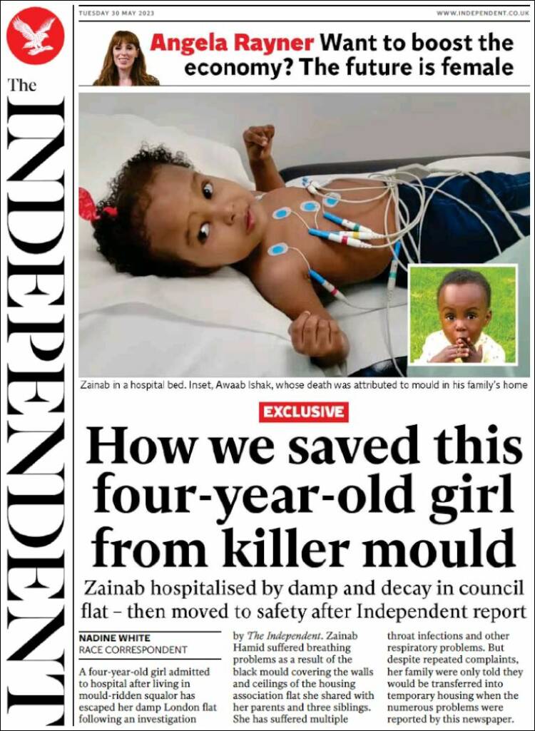 Portada de The Independent (Reino Unido)