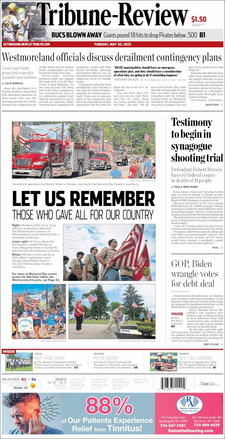 Portada de Tribune-Review (USA)