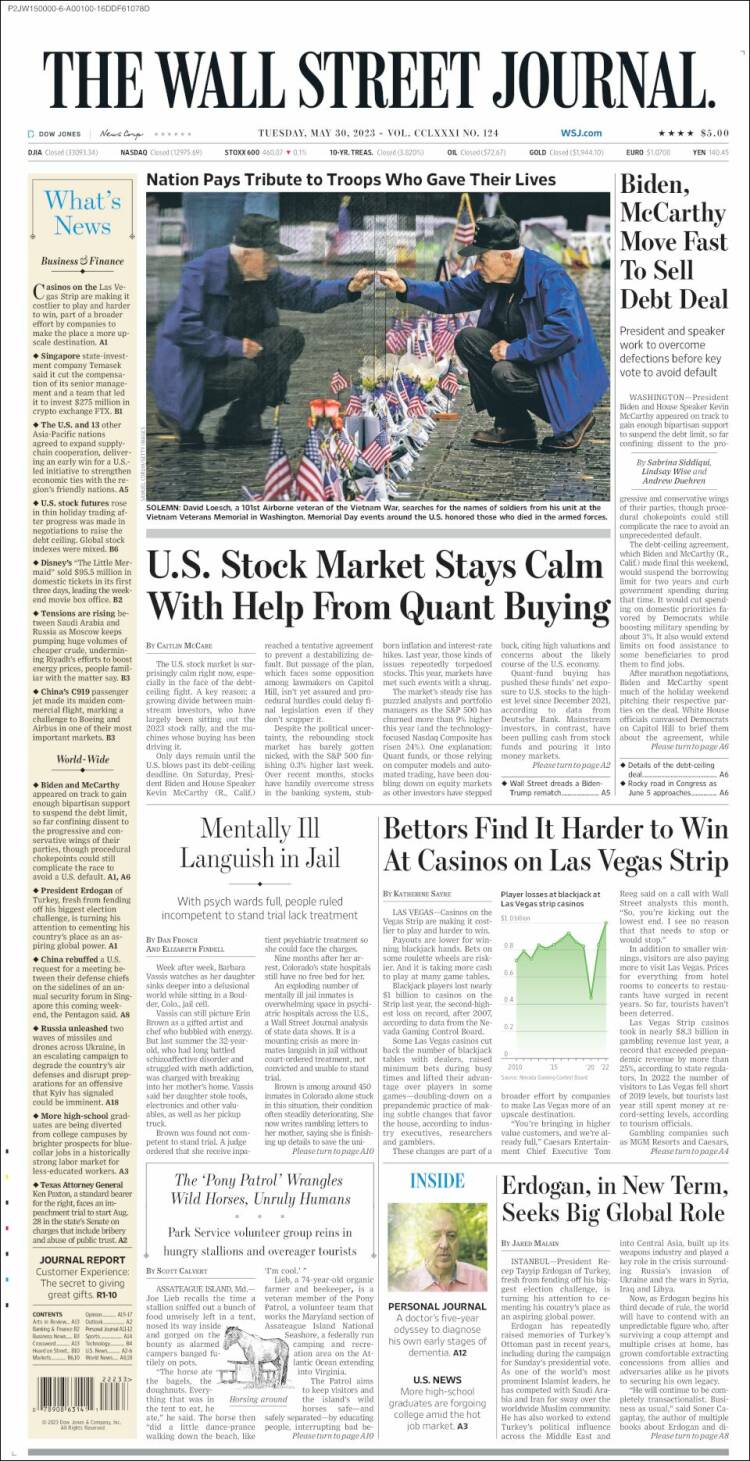 Portada de Wall Street Journal (USA)