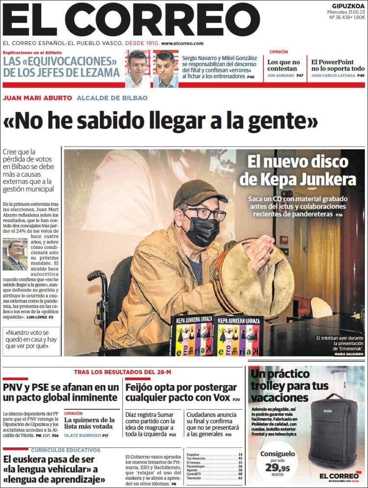 Portada de El Correo - Guipuzcoa (España)