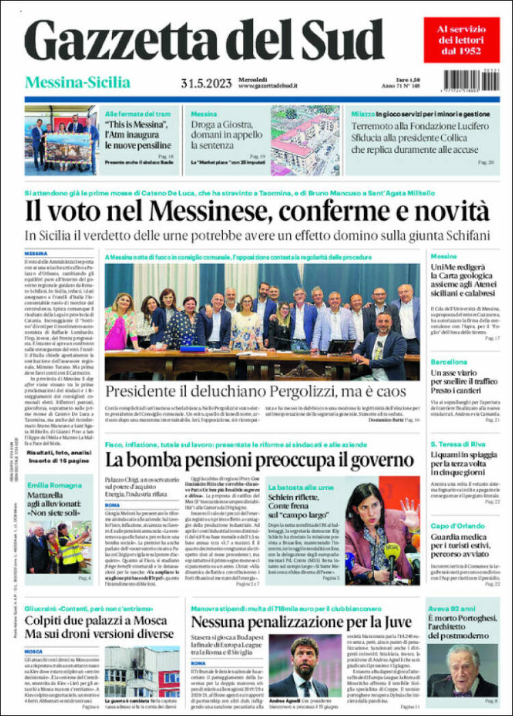 Portada de Gazzetta del Sud (Italia)