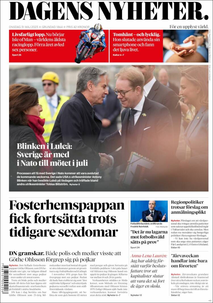 Portada de Dagens Nyheter (Suecia)