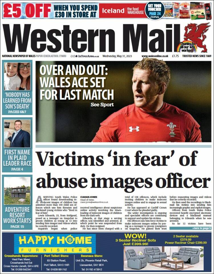 Portada de Western Mail (Reino Unido)