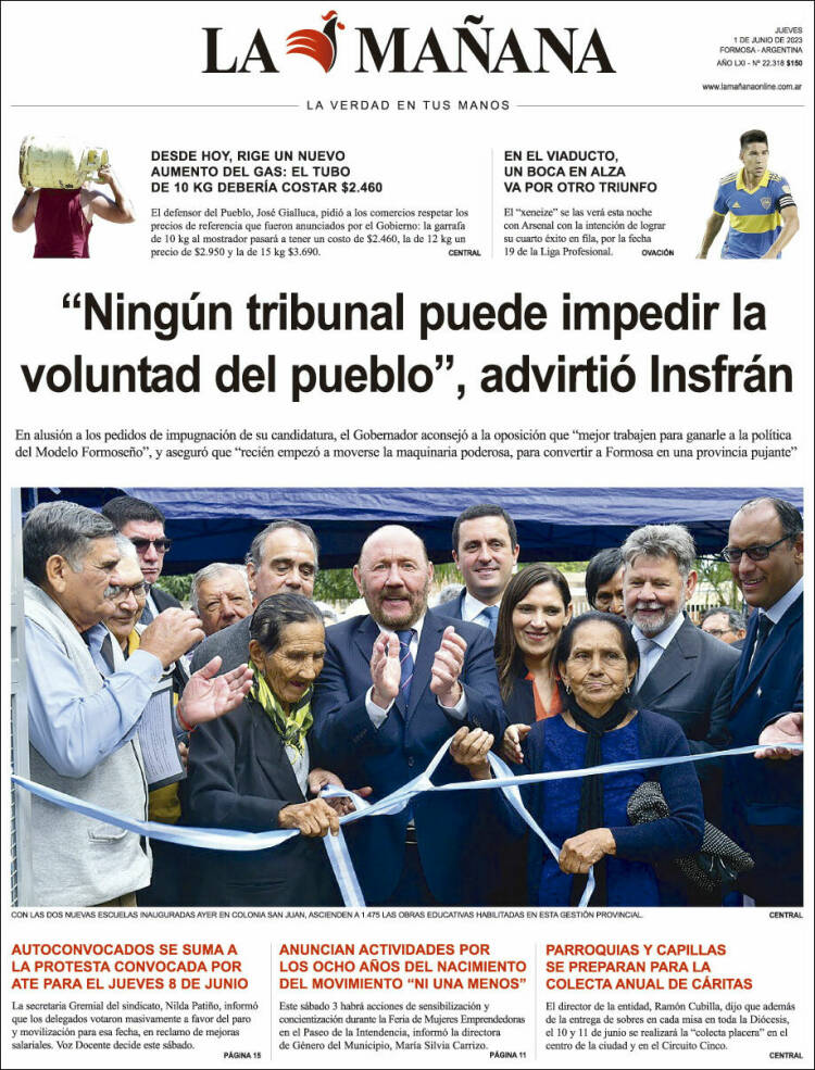 Portada de Diario La Mañana (Argentina)