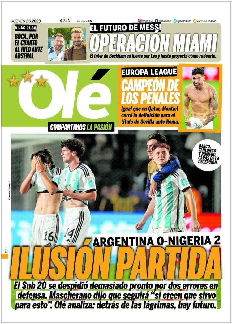 Portada de Olé (Argentina)