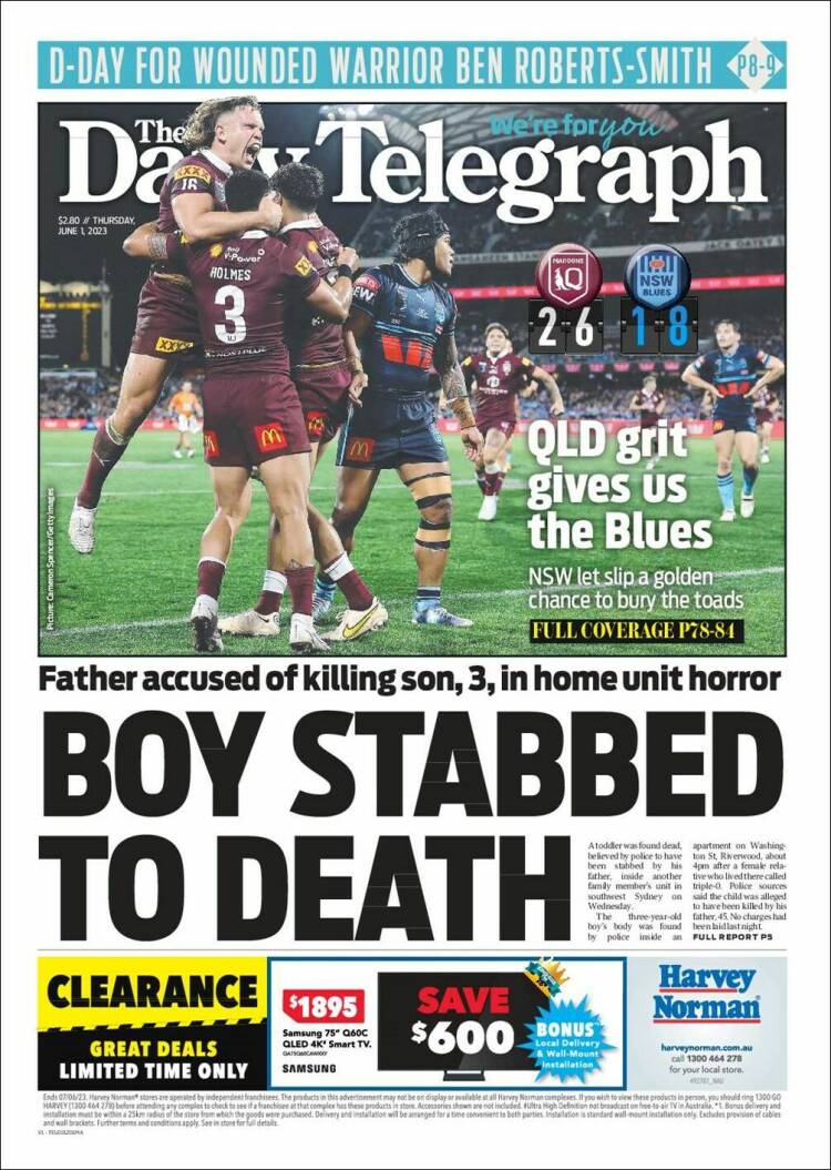 Portada de The Daily Telegraph (Australia)