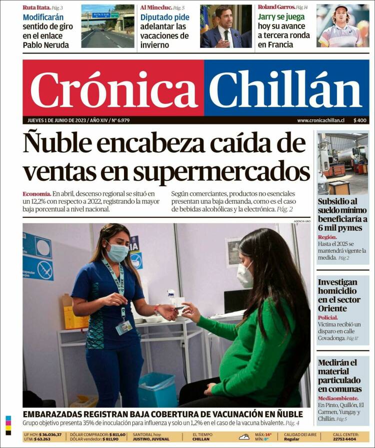 Portada de Crónica Chillán (Chile)