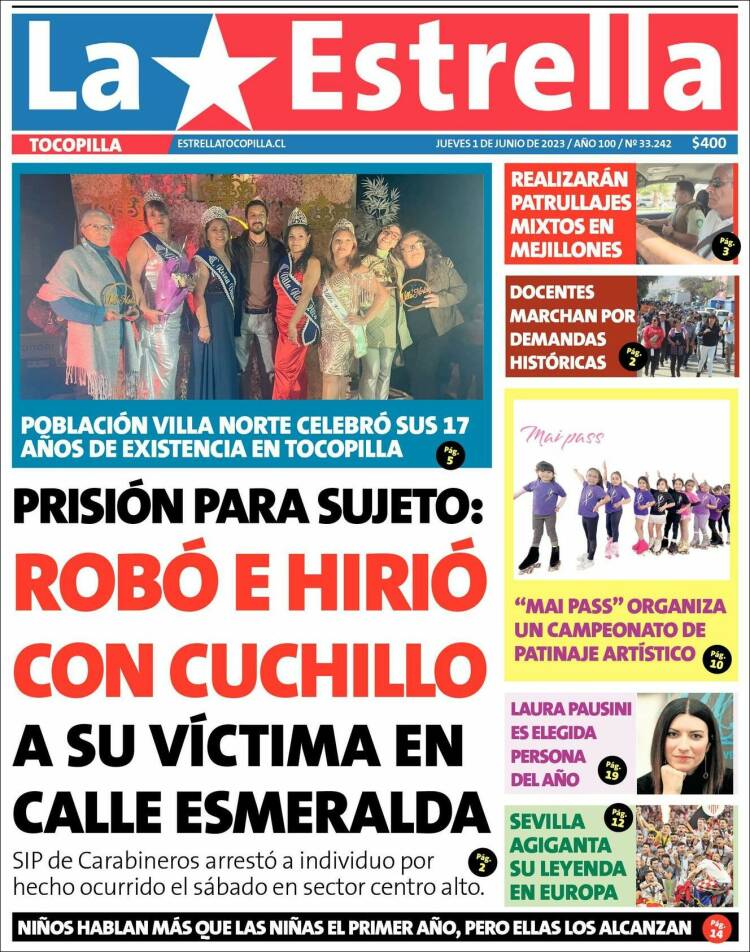 Portada de La Estrella de Tocopilla (Chile)