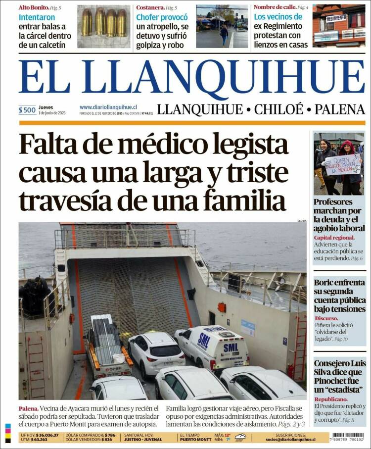 Portada de El Llanquihue (Chile)