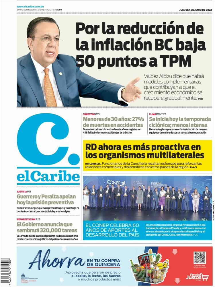 Portada de El Caribe (R. Dominicana)