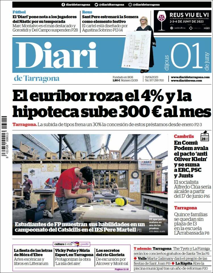 Portada de Diari de Tarragona (España)