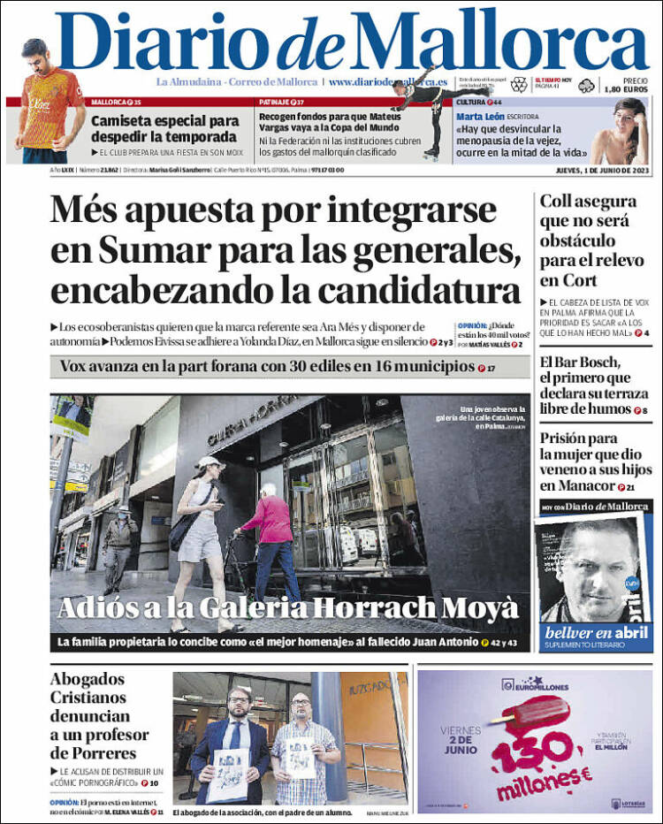 Portada de Diario de Mallorca (España)