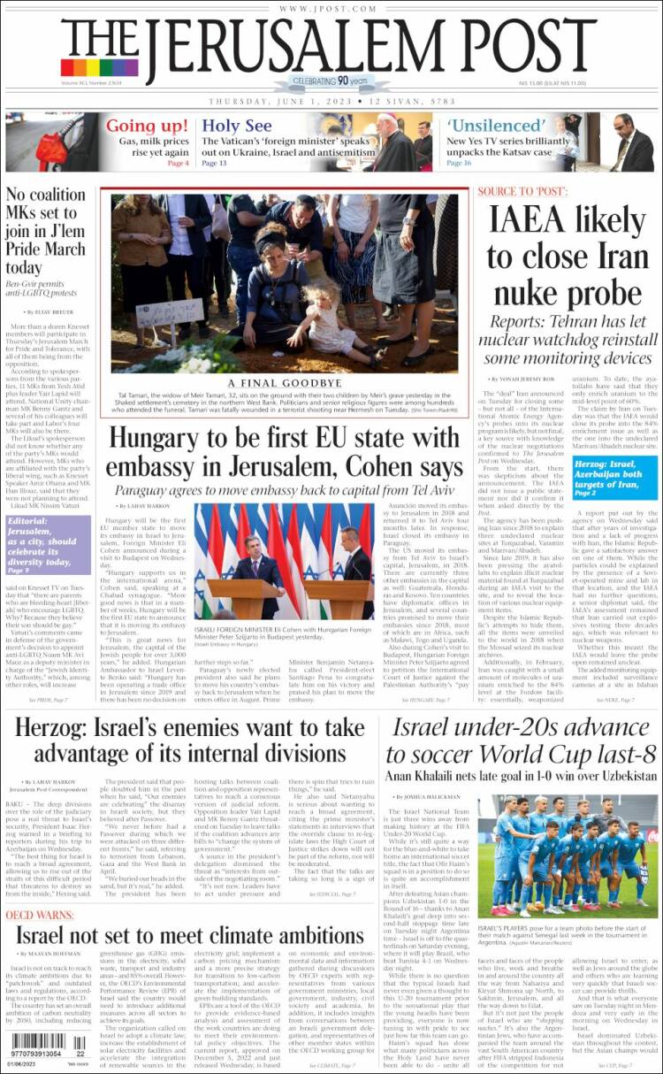 Portada de The Jerusalem Post (Israel)