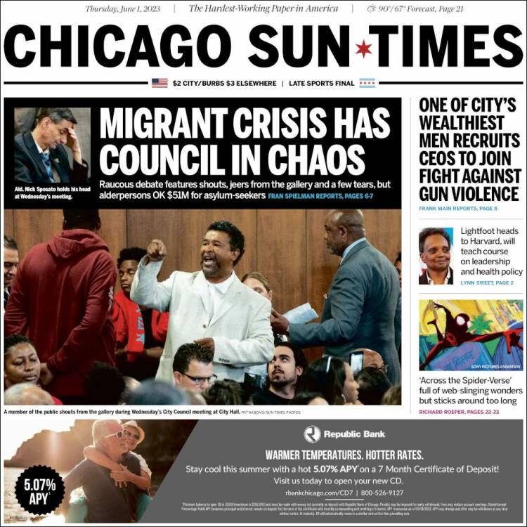 Portada de Chicago Sun-Times (USA)