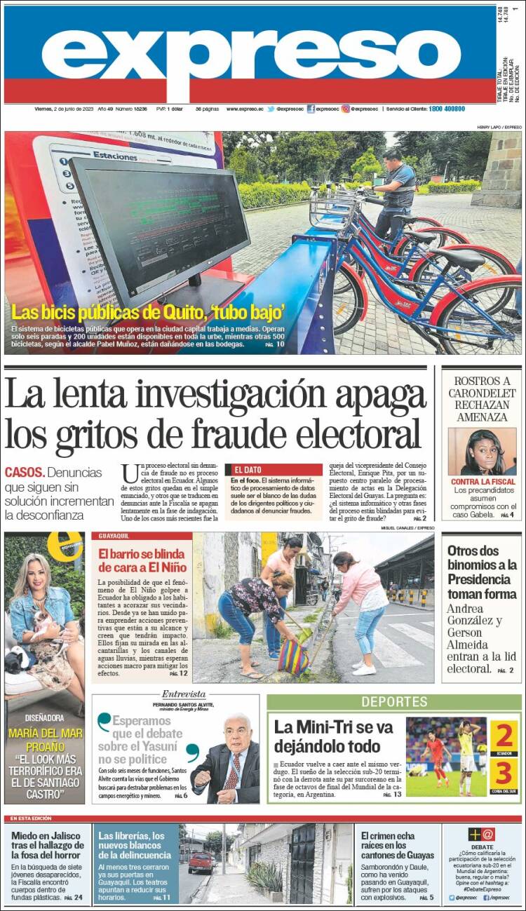 Portada de Expreso (Ecuador)