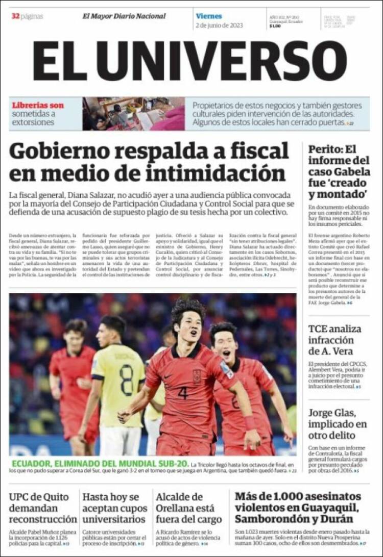 Portada de El Universo - Ecuador (Ecuador)