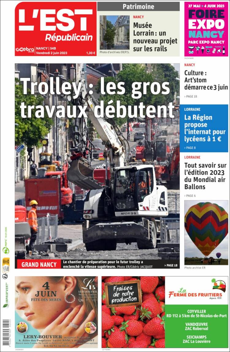 Portada de L'Est Republicain (France)