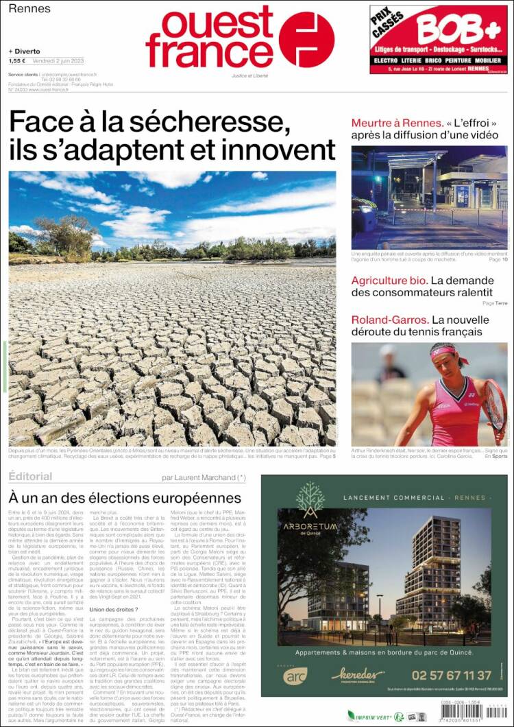 Portada de Ouest France (Francia)