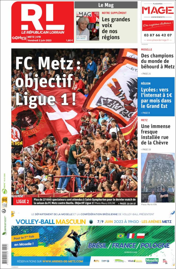 Portada de Le Republicain Lorrain (France)