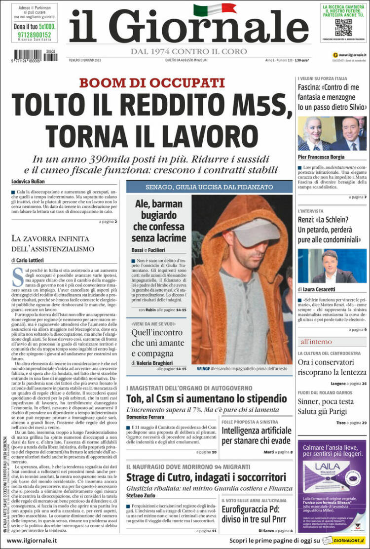 Portada de il Giornale (Italia)