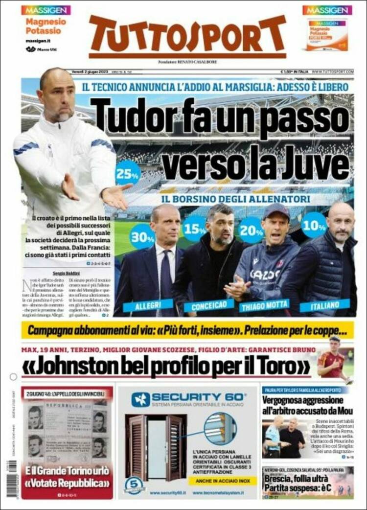 Portada de Tuttosport (Italia)