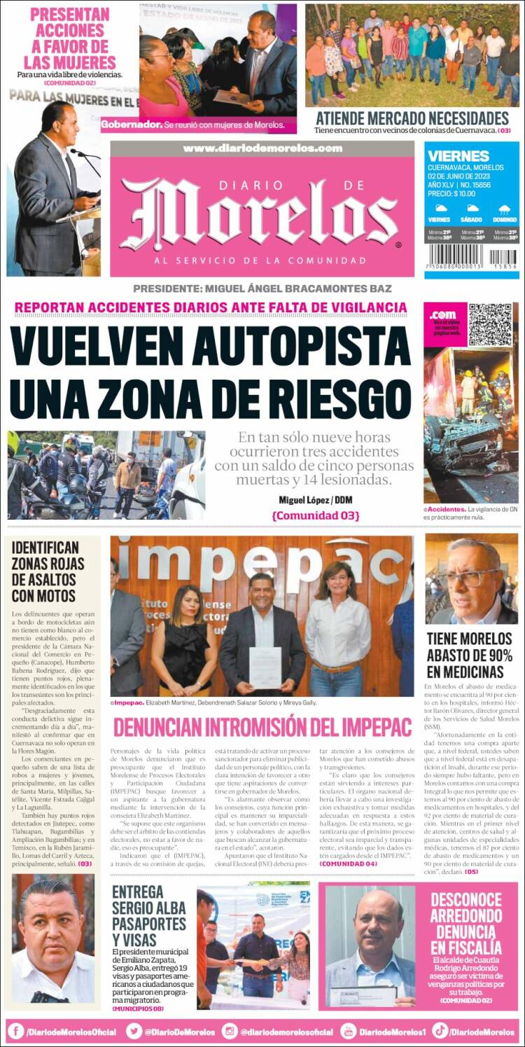 Portada de Diario de Morelos (México)