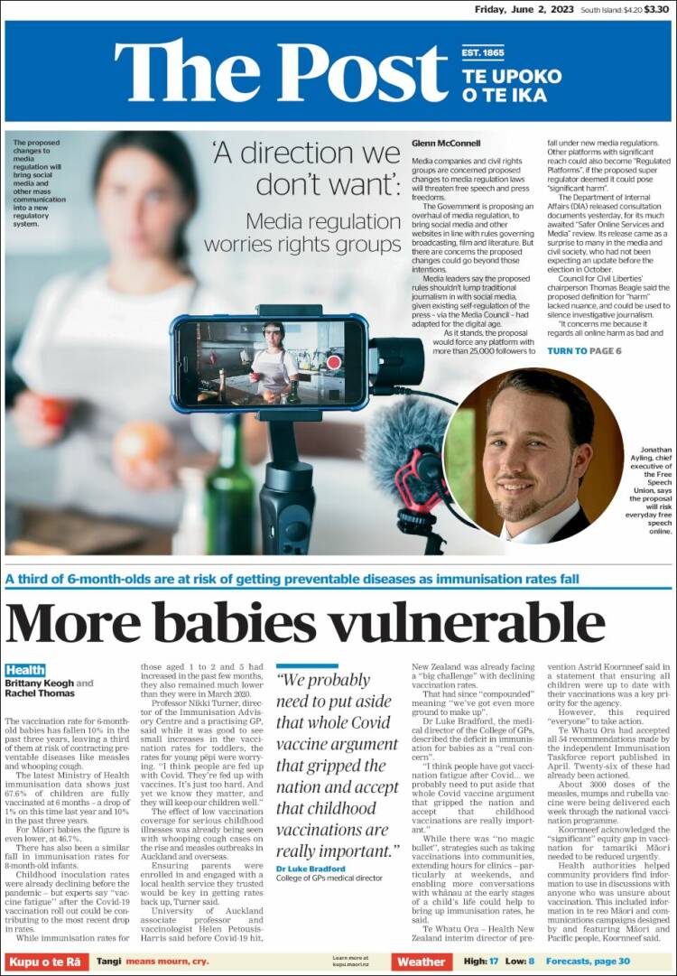 Portada de The Dominion Post (Nueva Zelanda)