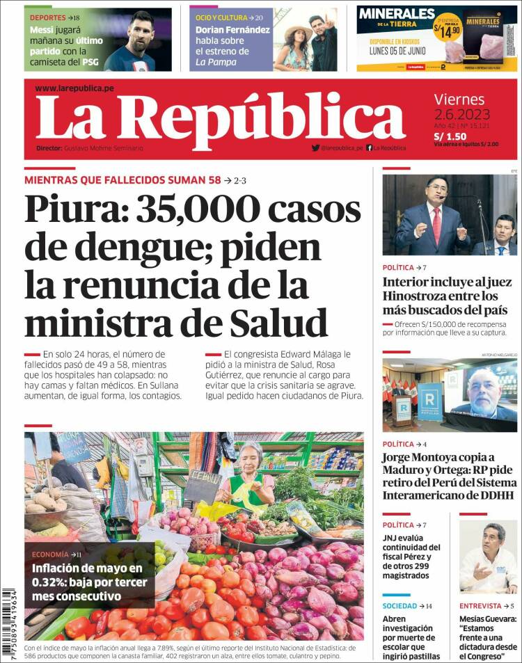 Portada de La Republica (Per&uacute;)