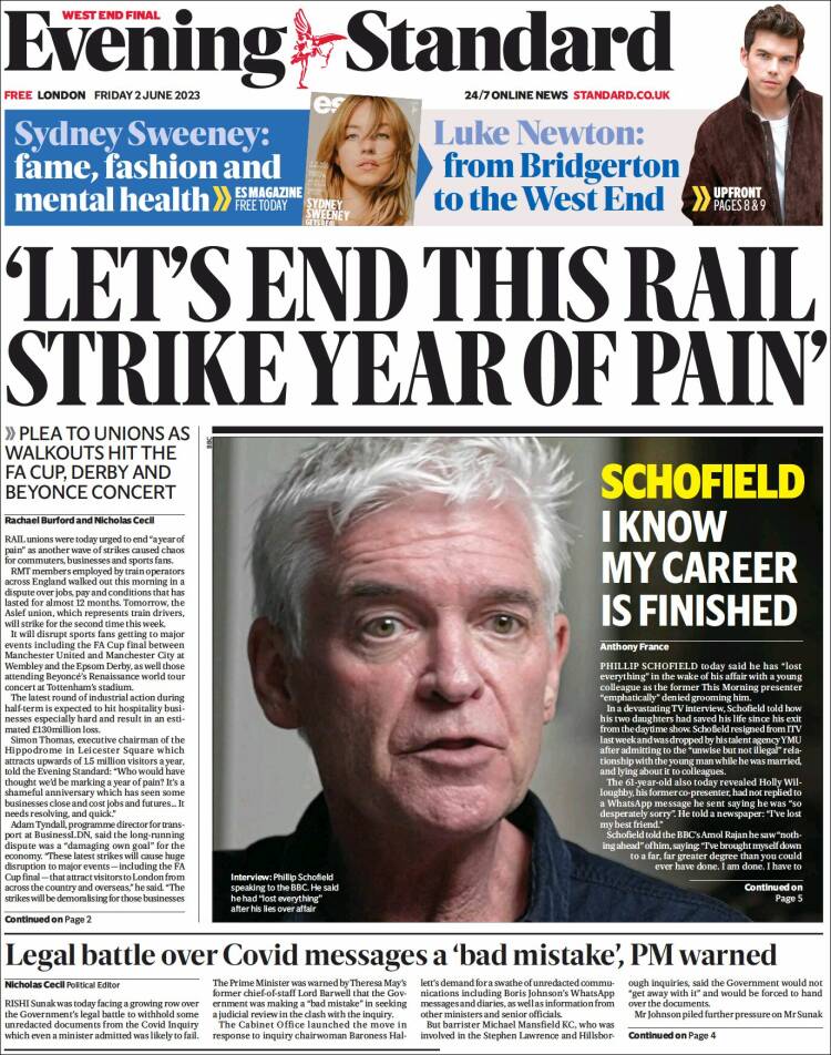 Portada de Evening Standard (Reino Unido)