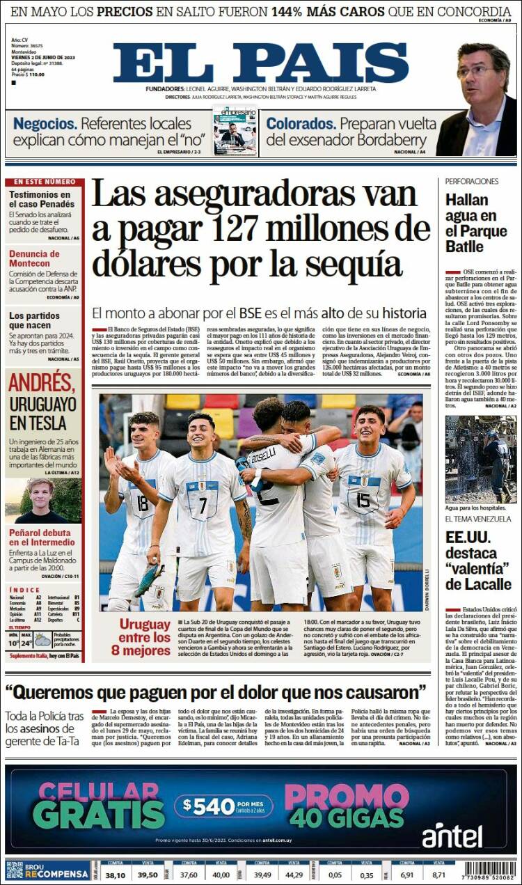 Portada de El País (Uruguay)
