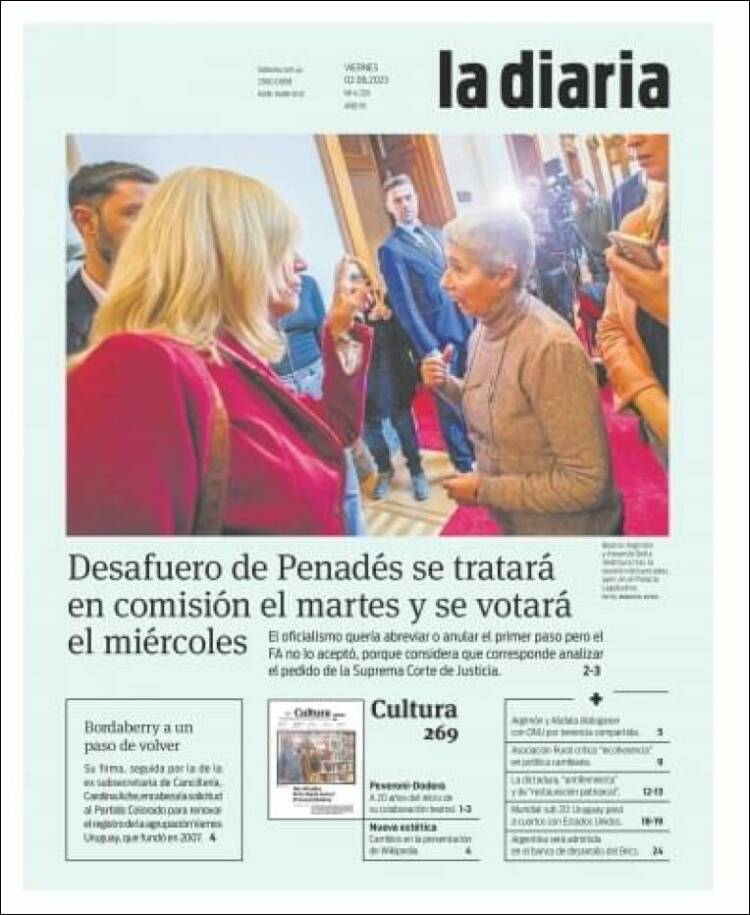 Portada de La Diaria (Uruguay)
