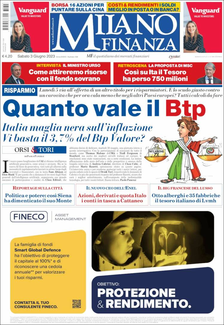 Portada de Milano Finanza (Italia)