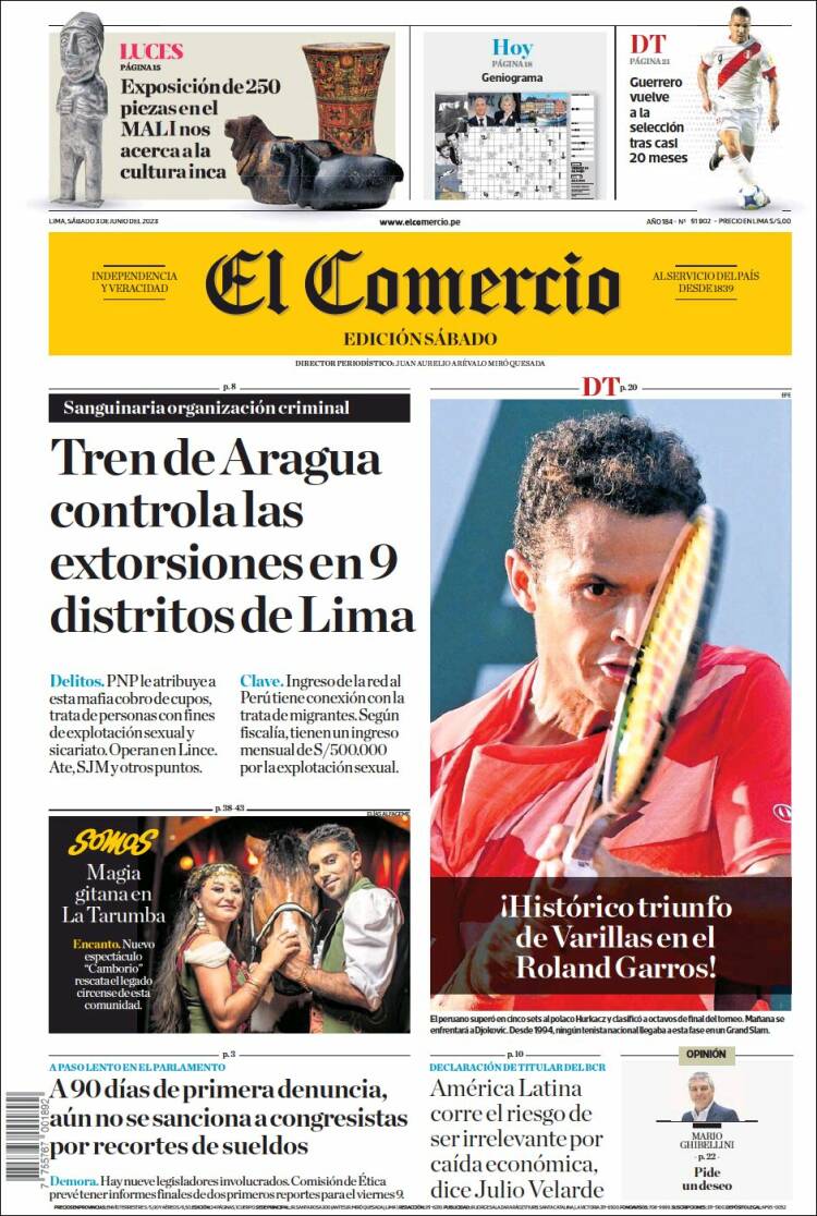 Portada de El Comercio (Perú)