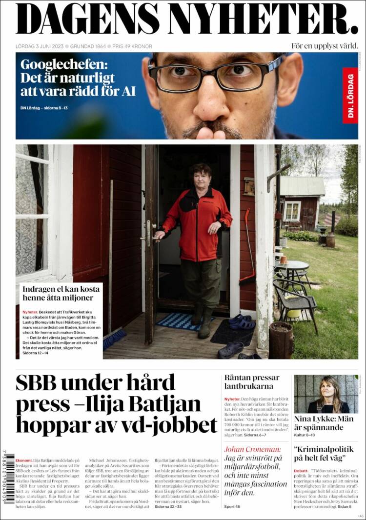 Portada de Dagens Nyheter (Suecia)