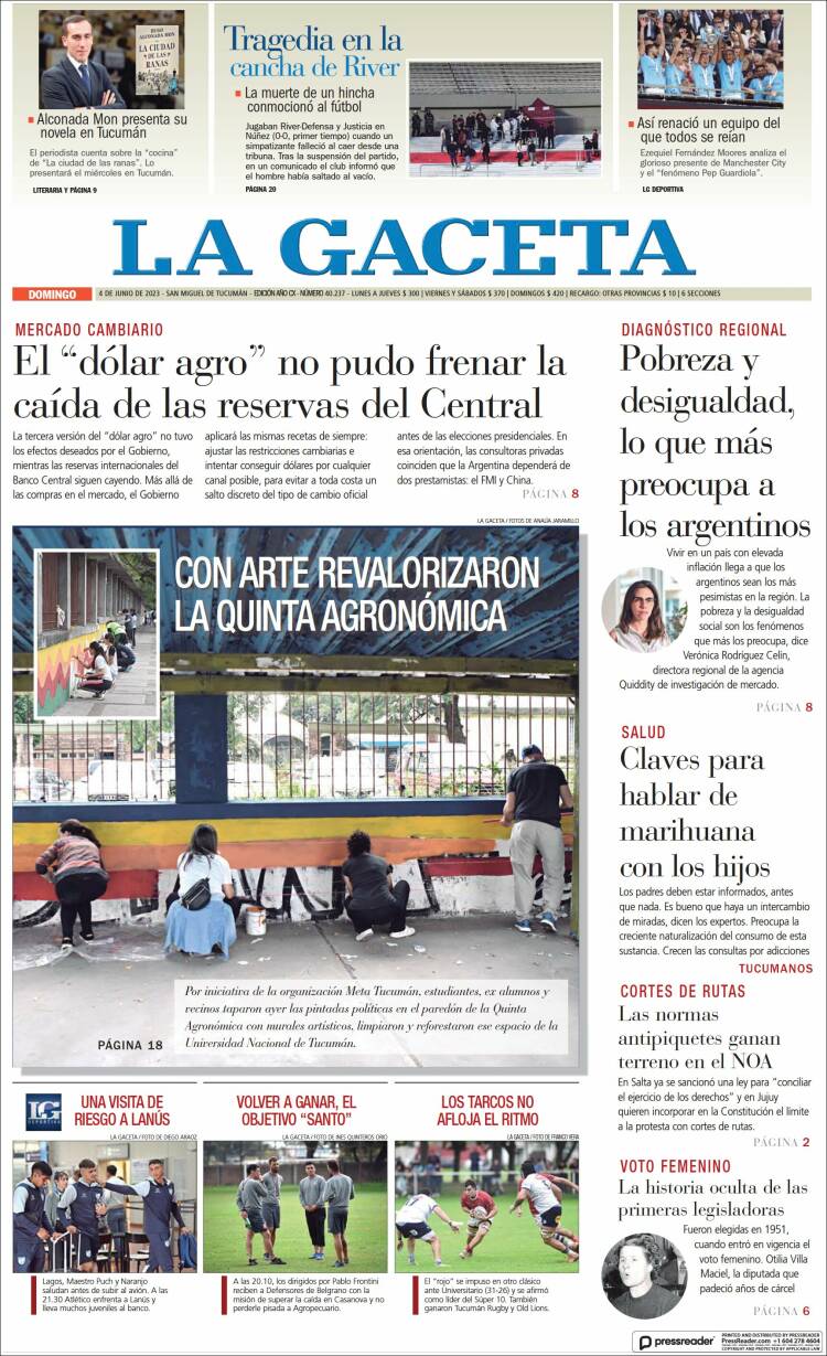 Portada de La Gaceta (Argentina)