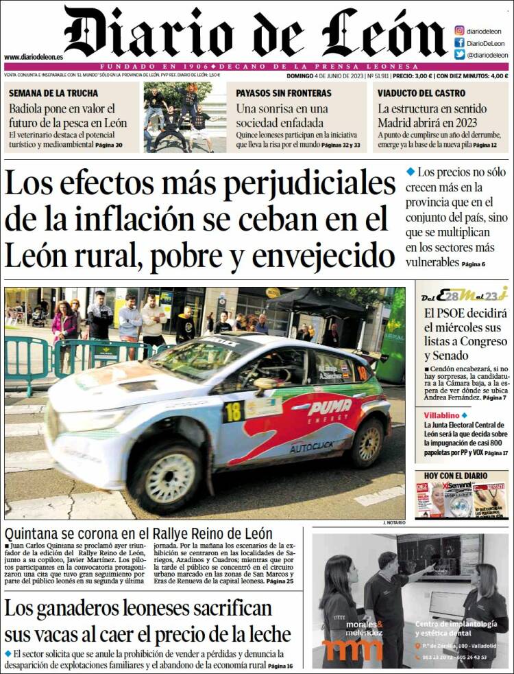 Portada de Diario de León (España)