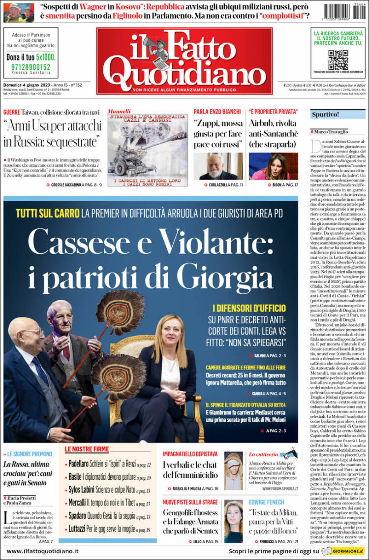 Portada de Il Fatto Quotidiano (Italy)