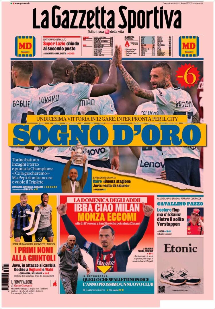 Portada de La Gazzetta dello Sport (Italia)