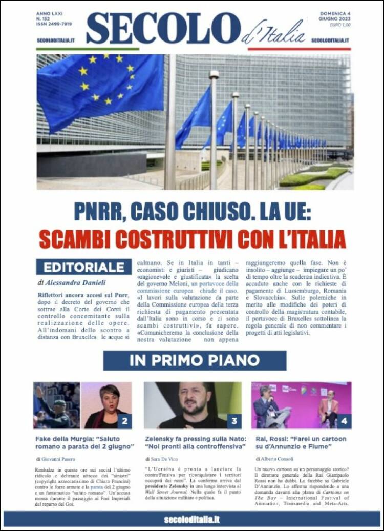 Portada de Secolo d'Italia (Italia)