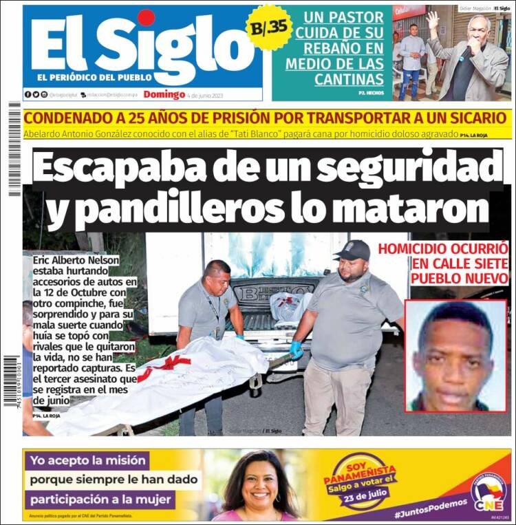 Portada de El Siglo (Panama)