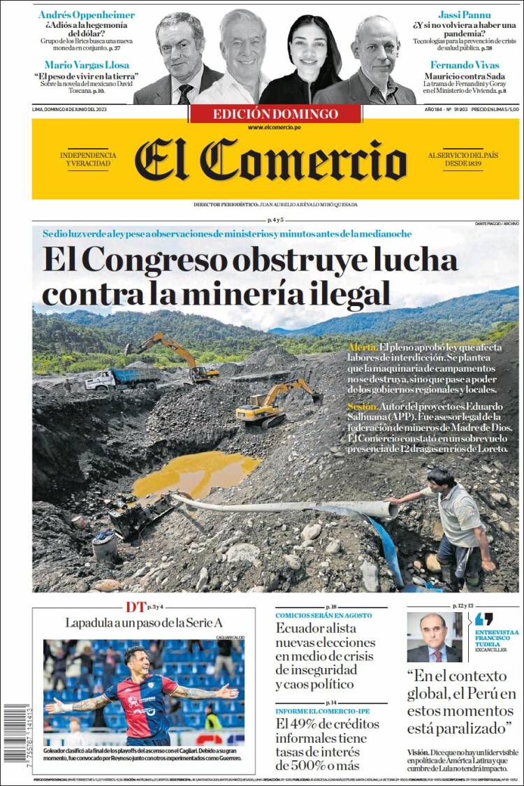 Portada de El Comercio (Peru)