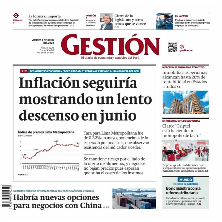 Portada de Diario Gestión (Peru)